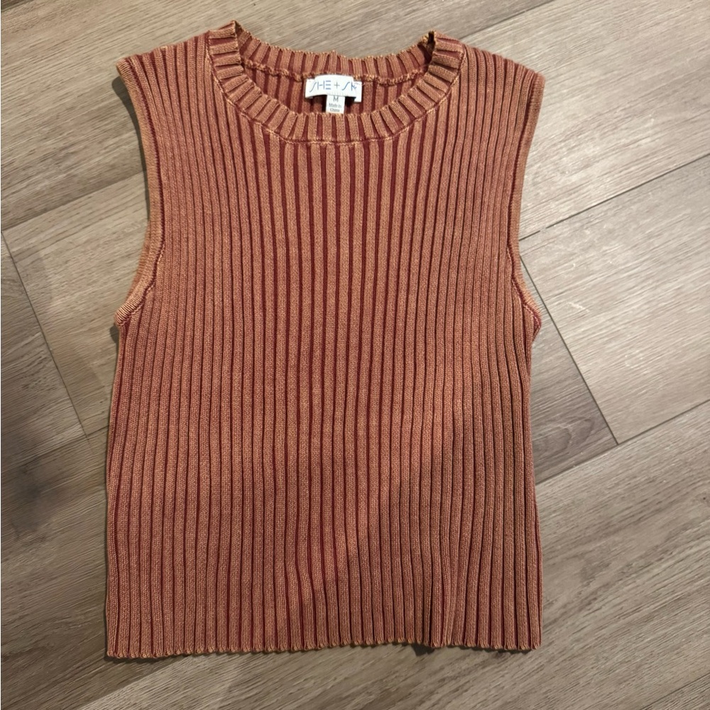 SHE+ SKY Women's Ribbed Tan Top